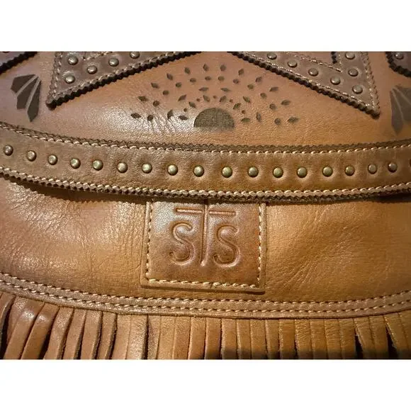STS Ranchwear Wayfarer Selah Leather Fringe Crossbody Bag Whiskey Western Boho - Picture 9 of 16